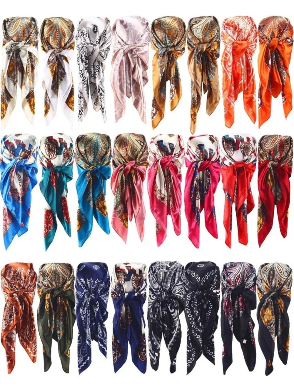 35-Inch Satin Large Head Scarves for Women | Silk Vintage Bandanas & Wraps
